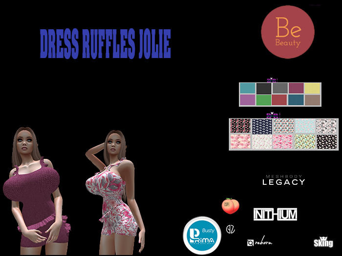 Be Beauty-DRESS RUFFLES JOLIE-REBORN,KUPRA,PEACH,BELLEZA CURVY,PRIMA BUSTY,SKING,LEGACY