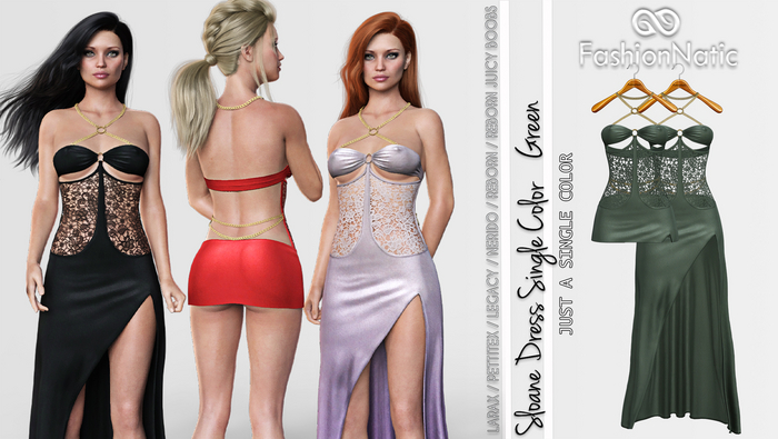 Dress Sloane Green - LaraX, PetiteX, Legacy, Nerido, Reborn, Reborn Juicy - FashionNatic