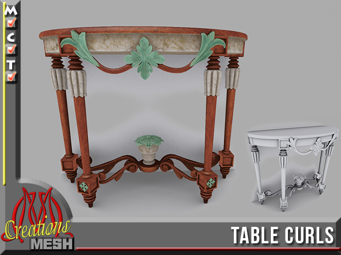 |Furniture|PBR|Antique Table Curls Full Perm Mesh PBR