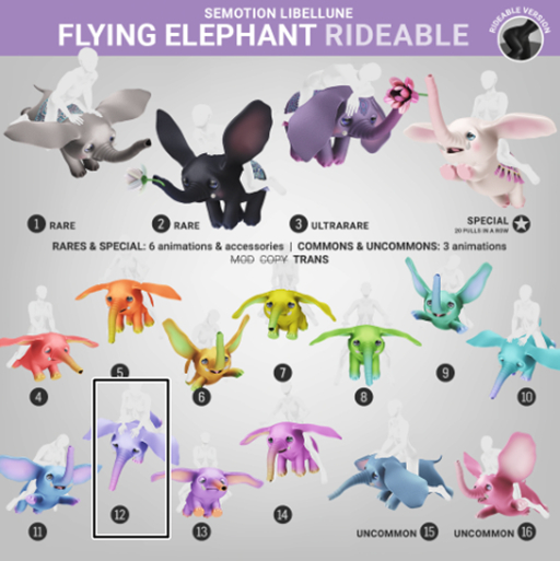 SEmotion Libellune Flying Elephant Rideable COMMON 12