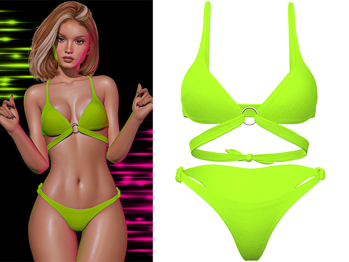 Cora Tied Bikini (Lime) - Maitreya - Petite - Legacy - eBody Reborn