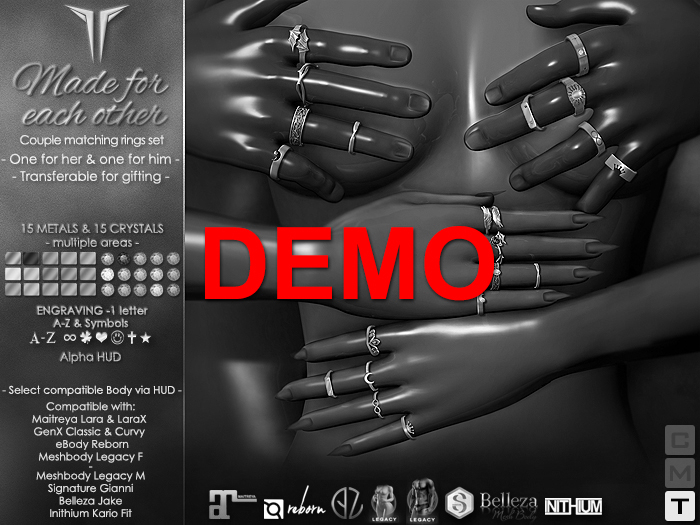 **RE** Made For Each Other Couple Rings Set - DEMO - 