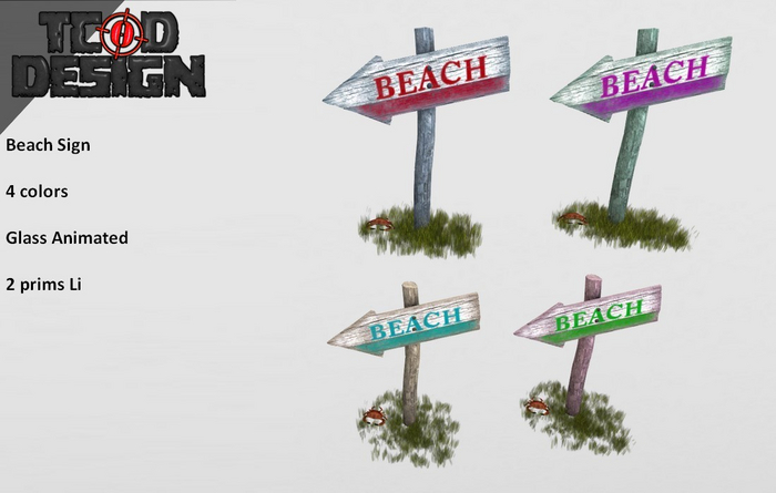 Second Life Marketplace - Beach Sign [4 colors ~ Glass Animated [ADD ME]...