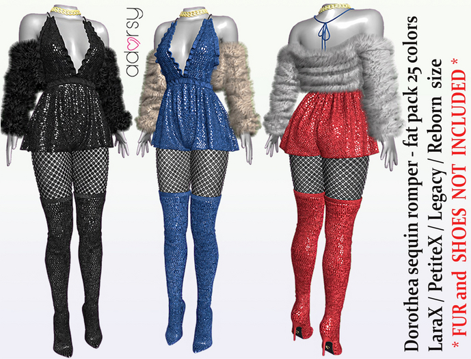 adorsy - Dorothea Sequin Romper Fatpack - Lara X/Legacy/PetiteX/Reborn