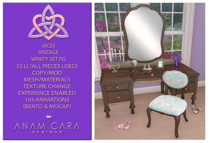 {ACD} Babygirl's Vintage Vanity Set PG