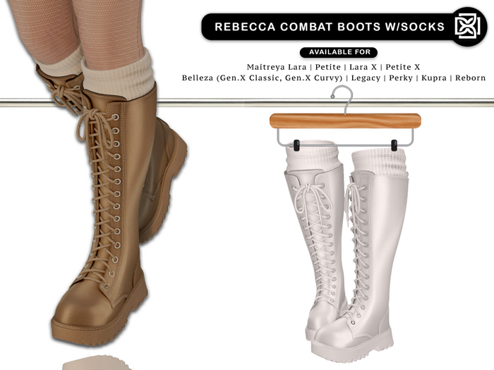 Addams - Rebecca Combat Boots with Socks #01