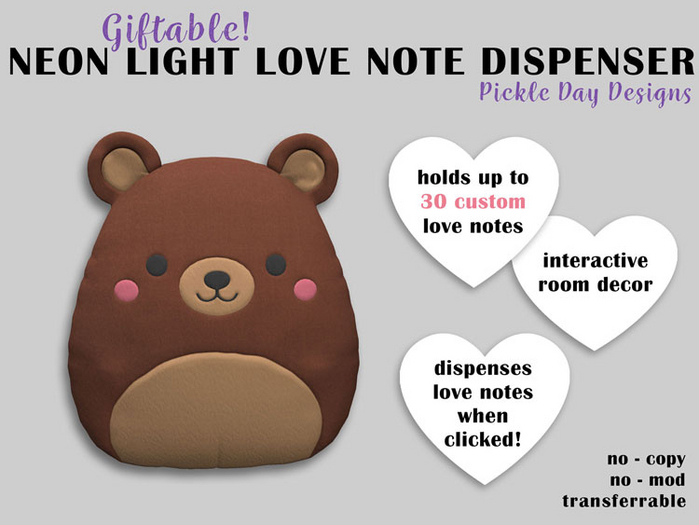 Pickle Day Designs - Love Note Dispenser (plush bear)