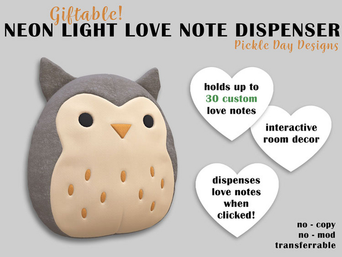 Pickle Day Designs - Love Note Dispenser (plush owl)