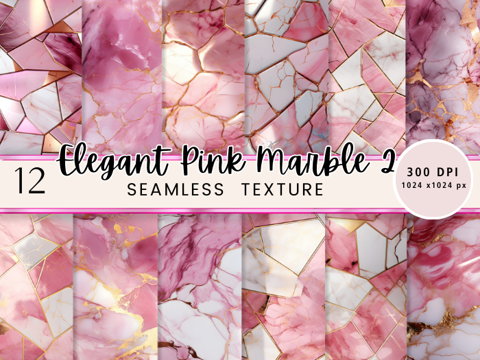 Seacloud. 12 Elegant Marble Pink Pack 2 Textures Seamless 