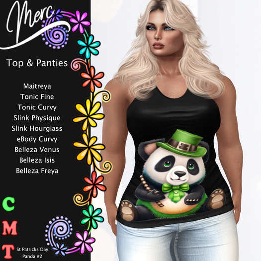 M - Top  - St Patricks Day - Panda #2 UNPACK
