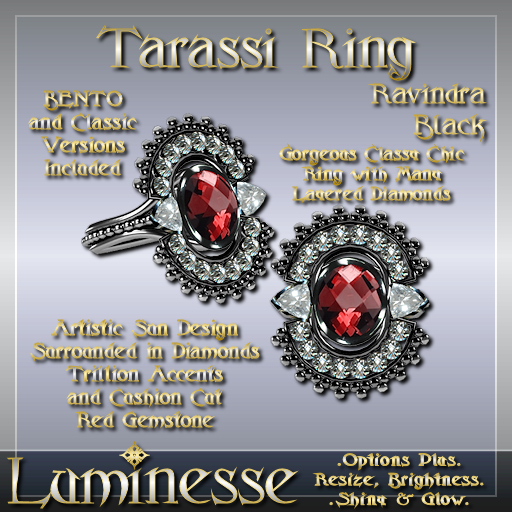 TARASSI Ravindra BENTO Ring OP - Red Diamond Black