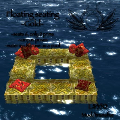 Floating seating platform - gold - flexible seating for use on water or land - stunning ornate textures