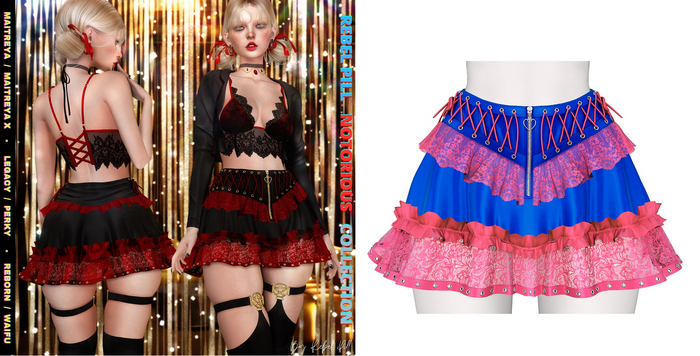 Rebelpill - Notorious Collection Skirt Splashy Blue