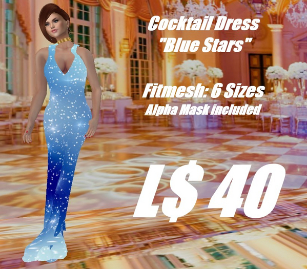 Cocktail Dress-Blue Stars