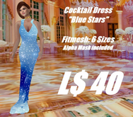 Cocktail Dress-Blue Stars