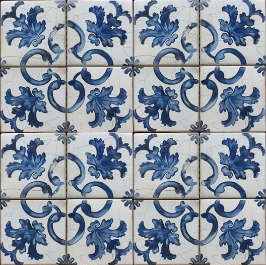 Blue Crackled Shabby Chic Tile Flooring