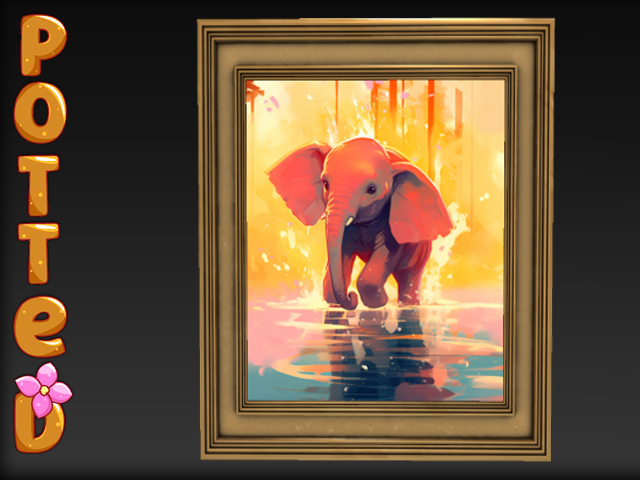 Potted - Framed: Tiny Tusker