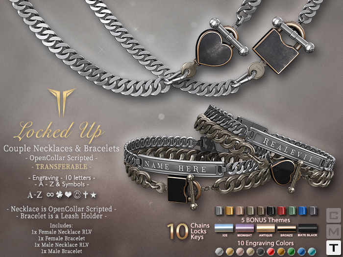**RE** Locked Up Couple Necklaces & Bracelets - OpenCollar