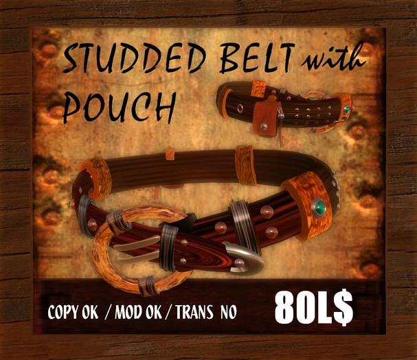 Leather Studded Belt w Pouch BOX