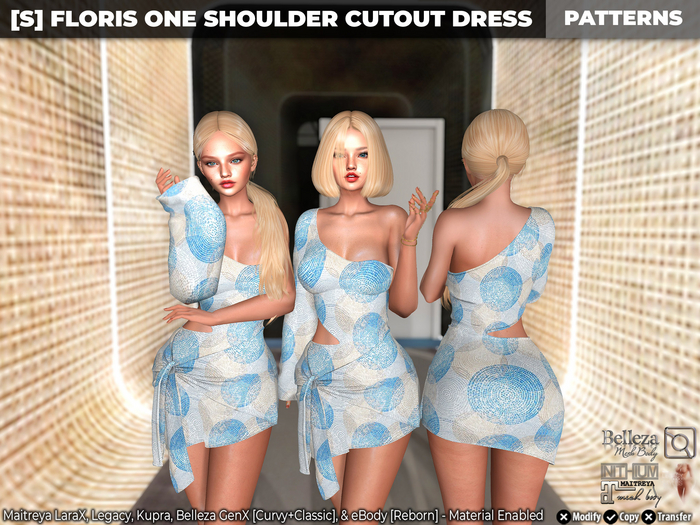 [S] Floris One Shoulder Cutout Dress Patterns