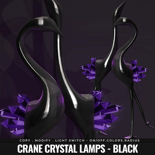 [BL] Crane lamp with crystals // black
