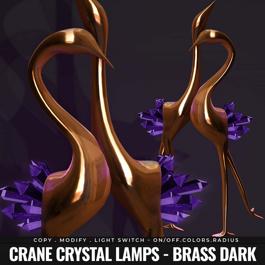 [BL] Crane lamp with crystals // brass dark
