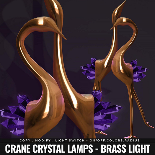 [BL] Crane lamp with crystals // brass light
