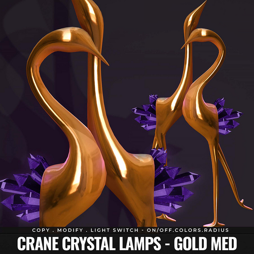 [BL] Crane lamp with crystals // gold med