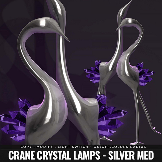 [BL] Crane lamp with crystals // silver med