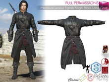 MI964156 Medieval Warrior Fighter Knight Black Long Coat
