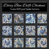 *Wallflowers* Dotsy Blue Delft Chickens
