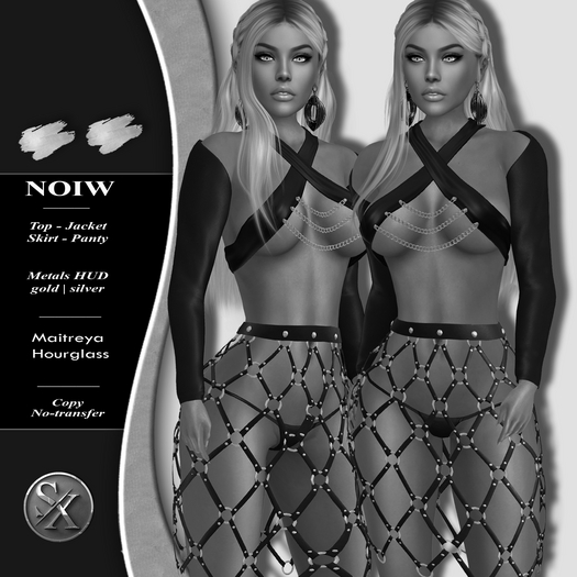 demo // SX Noiw  Outfit ~ Skirt Top Panty Jacket [add]  black