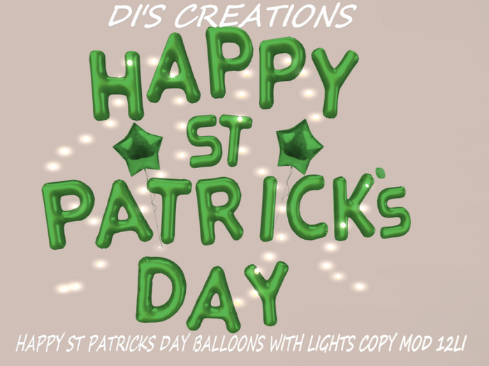HAPPY ST PATRICKS DAY BALLOONS WITH LIGHTS
