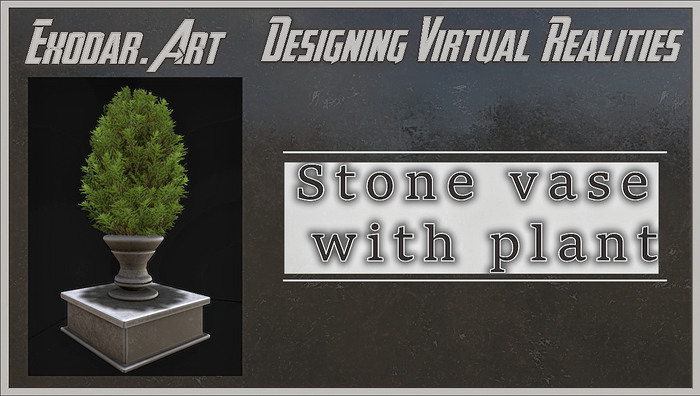 Stone vase with plant