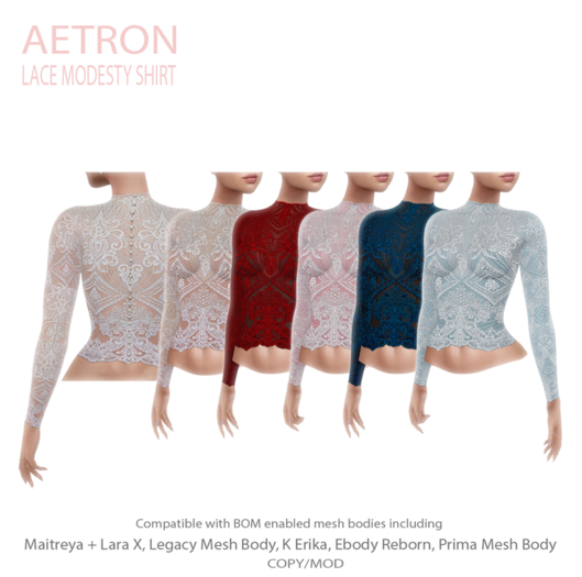 AETRON Lace Modesty Shirt - BOM Layers