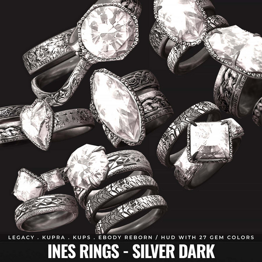 [BL] Ines rings // silver dark