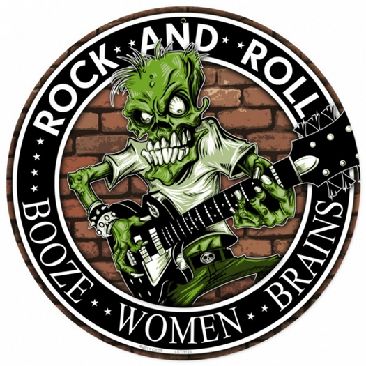 Round Metal Sign-Rock & Roll