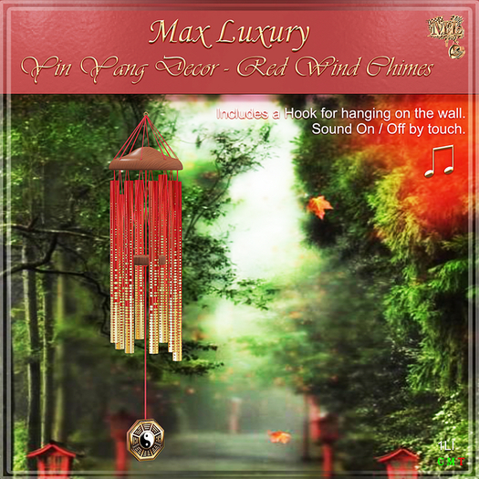 Max Luxury - Yin Yang Decor - Red Wind Chimes