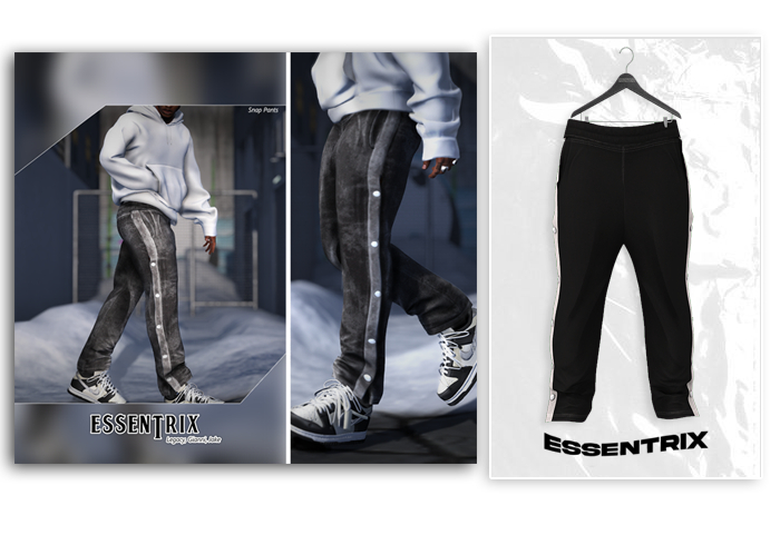-ESSENTRIX-. Snap Pants (Black)