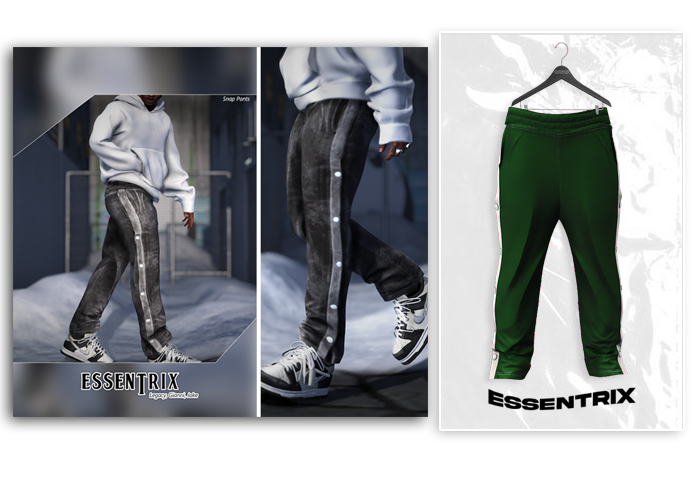 -ESSENTRIX-. Snap Pants (Dark Green)