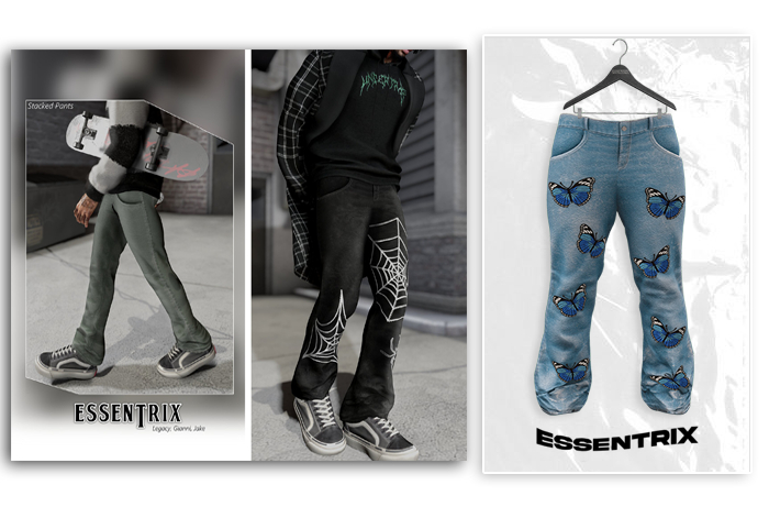 -ESSENTRIX-. Stacked Denim (Butterflies)