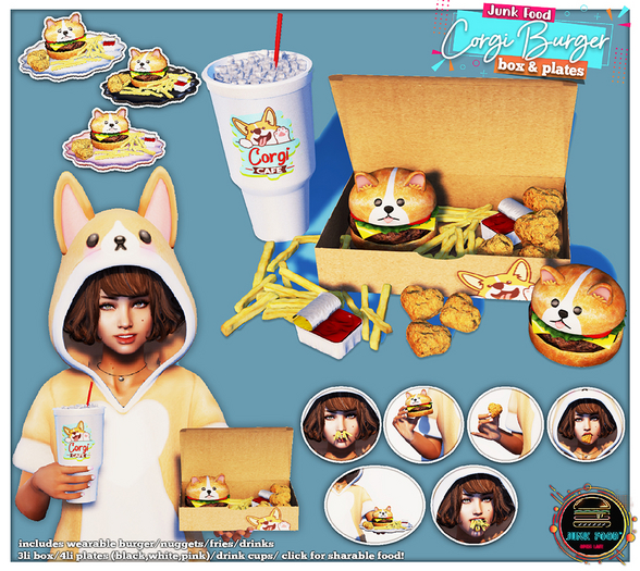 Junk Food - Corgi Cafe Burger Set 