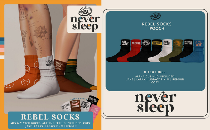 Never Sleep // Rebel Socks // Pooch Pack