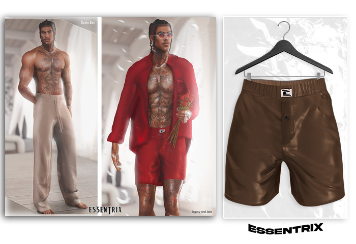 -ESSENTRIX-. Satin Boxers (Brown)