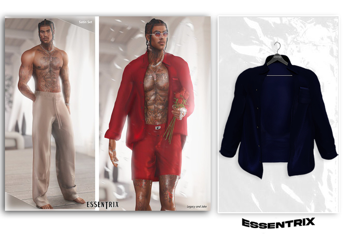 -ESSENTRIX-. Satin Top (Navy)