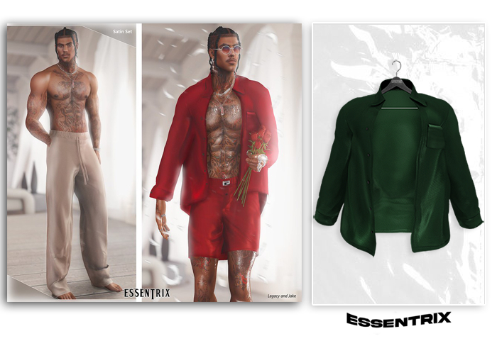 -ESSENTRIX-. Satin Top (Green)