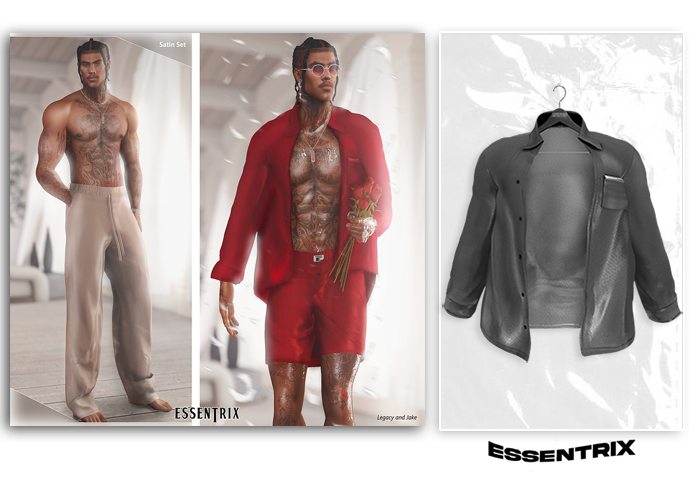 -ESSENTRIX-. Satin Top (Gray)