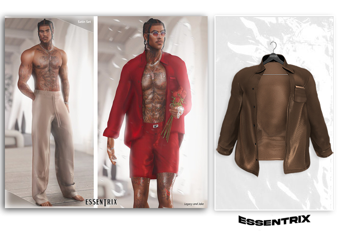 -ESSENTRIX-. Satin Top (Brown)