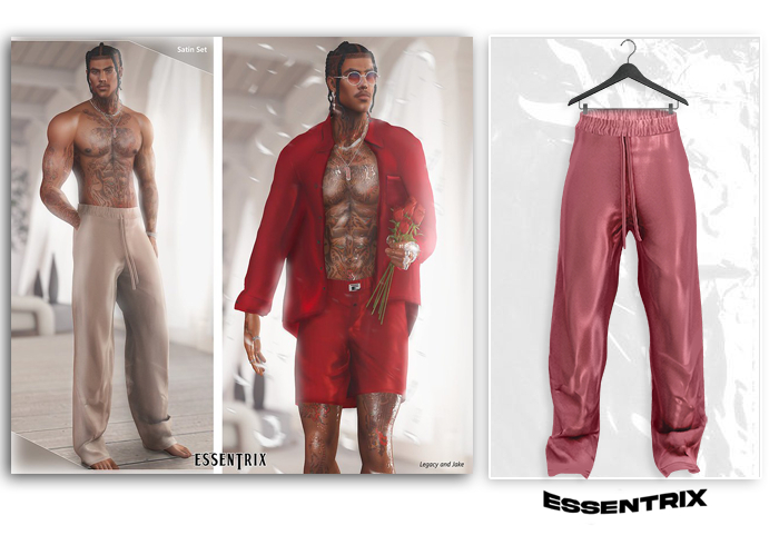 -ESSENTRIX-. Satin Pants (Pink)