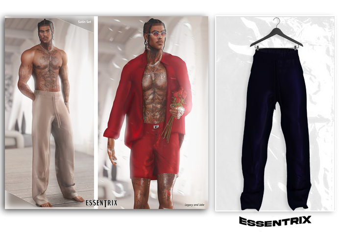 -ESSENTRIX-. Satin Pants (Navy)